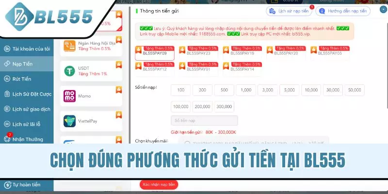 Chọn đúng phương thức gửi tiền tại BL555